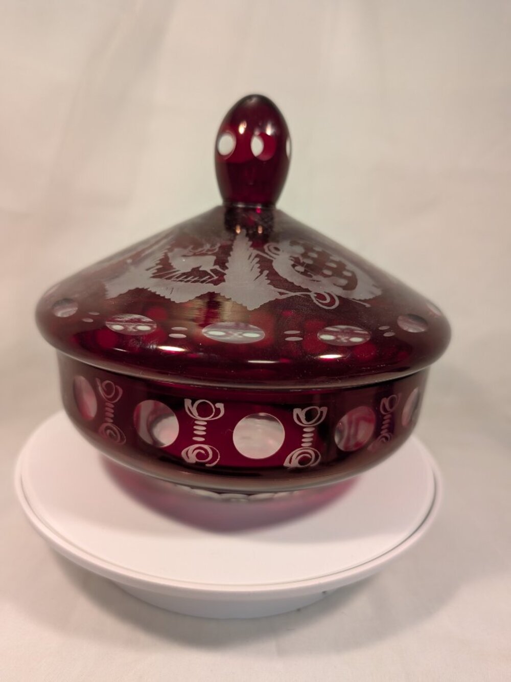 BOHEMIAN RUBY Red Crystal Candy Dish A Beauty